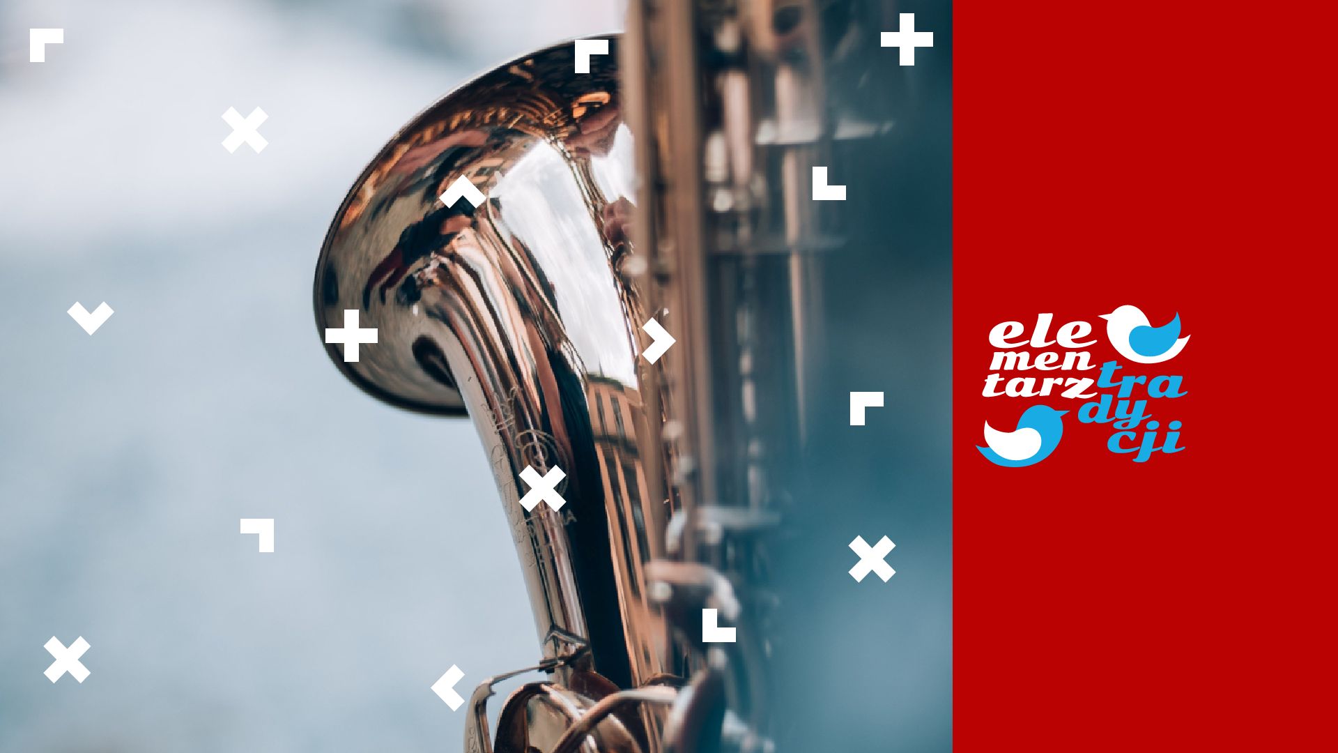 Instrument dęty. Po prawej stronie logo elementarza tradycji.