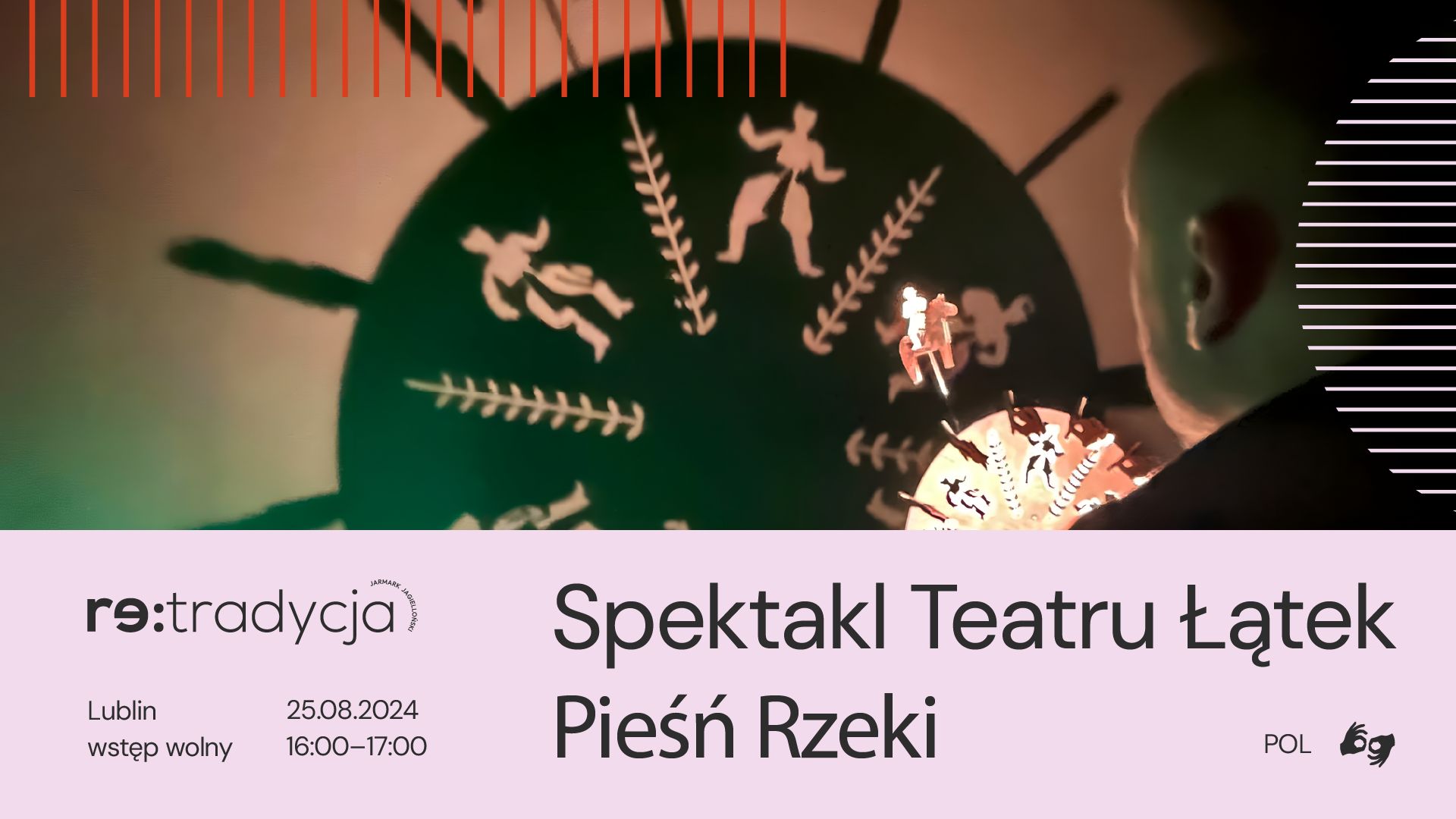 Grafika zapowiadająca Spektakl Teatru Łątek "Pieśń rzeki".