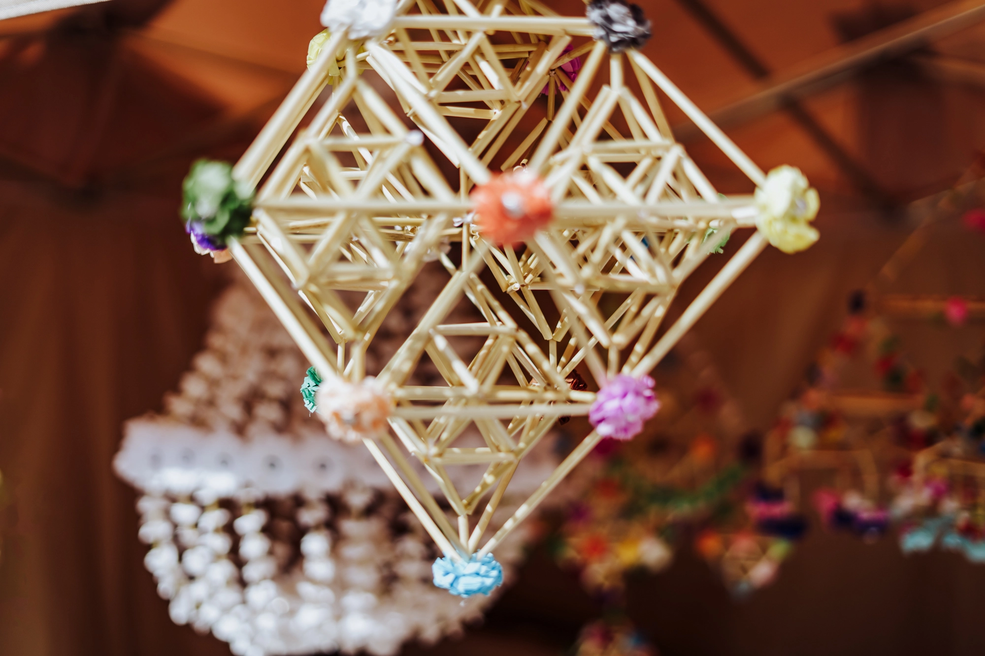 Zbliżenie na pająka ze słomy.